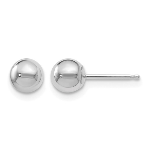 Rhodium-Plated 14K White Gold Hollow Polished 5 mm Ball Stud Earrings