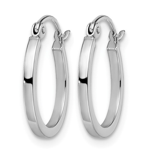 Rhodium-Plated 14K White Gold Hollow Polished Hoop Earrings, 15 mm - View 2