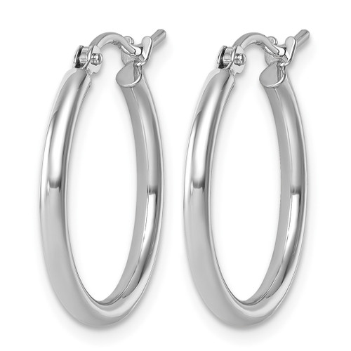 Rhodium-Plated 14K White Gold Hollow 2 x 20 mm Polished Hoop Earrings - View 2