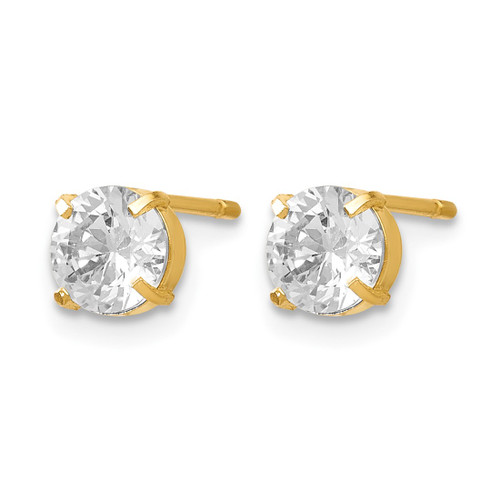 14K Yellow Gold Cubic Zirconia Stud 5.0 mm Earrings, 5 mm Long - View 2