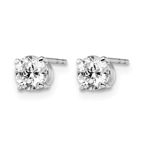 Rhodium-Plated 14K White Gold Cubic Zirconia Stud 5.0 mm Earrings, 5 mm Long - View 2
