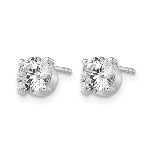 Rhodium-Plated 14K White Gold Cubic Zirconia Stud 6.0 mm Earrings, 6 mm Long - View 2