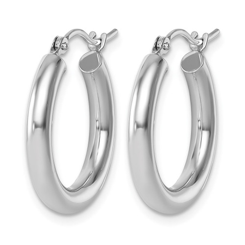 Rhodium-Plated 14K White Gold Hollow Polished Hoop Earrings, 20 mm, 3 mm Wide - 95H - View 2