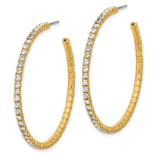 Flash Gold-Tone 45 mm Crystal J-Hoop Post Earrings, 42.58 mm Long - View 2