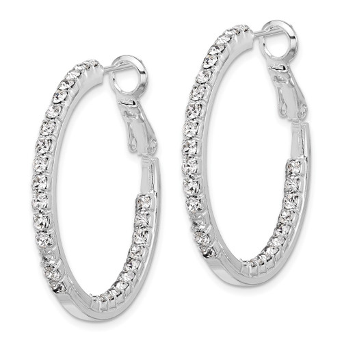 Silver-Tone Polished Crystal In & Out Hoop Earrings, 29.21 mm - View 2