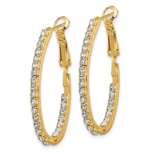 Flash Gold-Tone Crystal In & Out Hoop Earrings, 34.9 mm - View 2