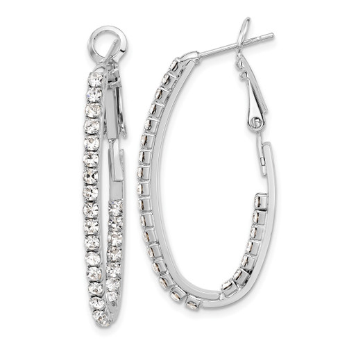 Silver-Tone Polished Crystal In & Out Hoop Earrings, 34.9 mm