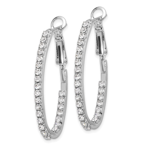 Silver-Tone Polished Crystal In & Out Hoop Earrings, 34.9 mm - View 2