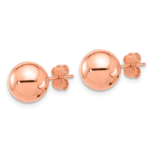 14K Rose Gold (10 mm) Ball Stud Earrings - View 2