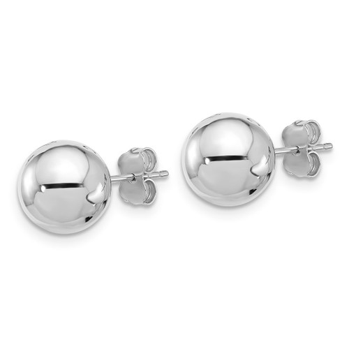 Rhodium-Plated 14K White Gold (10 mm) Ball Stud Earrings - View 2