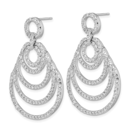 Sterling Silver Rhodium-Plated 5 Circle with Cubic Zirconia Dangle Earrings, 44.65 mm - View 2