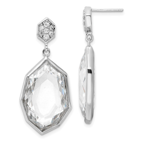 Sterling Silver WP Cubic Zirconia Dangle Earrings