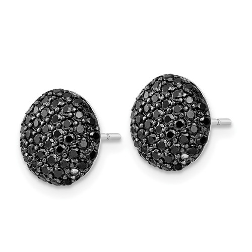 Sterling Silver Rhodium-Plated Black Cubic Zirconia Stud Earrings, 10.5 mm - View 2