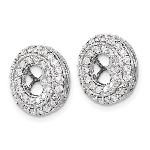 Rhodium-Plated 14K White Gold 0.996ct Diamond Double Circle Earring Jackets, 14 mm - View 2