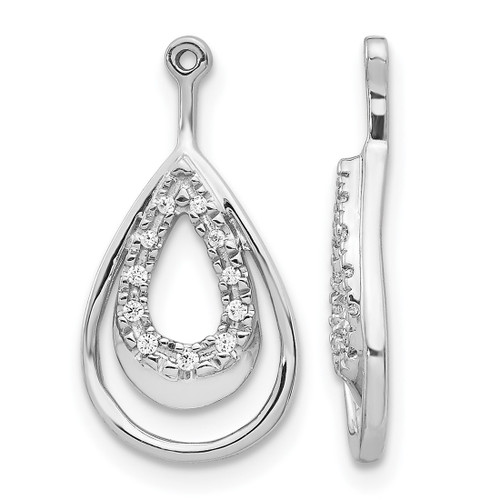 Rhodium-Plated 14K White Gold 0.08ct Lab-Grown Diamond Teardrop Earring Jackets, 19.43 mm