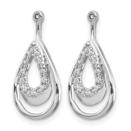 Rhodium-Plated 14K White Gold 0.08ct Lab-Grown Diamond Teardrop Earring Jackets, 19.43 mm - View 2