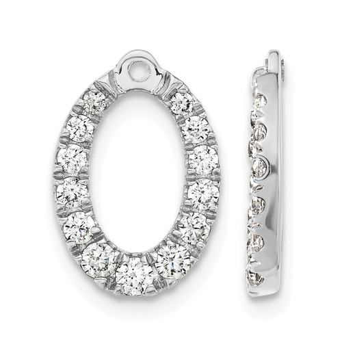 Rhodium-Plated 14K White Gold 1.339ct Lab-Grown Diamond Oval Earring Jackets, 14.45 mm