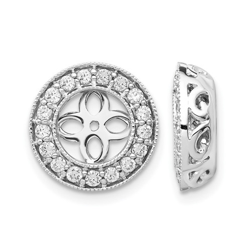 Rhodium-Plated True Origin 14K White Gold 0.51ct Lab-Grown Diamond for 6.5-7 mm Studs Earring Jackets, 12 mm Long