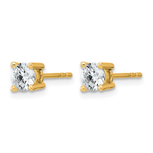 14K Yellow Gold 0.84ct Lab-Grown Diamond Round Four Prong Heavyweight Stud Earrings, 5 mm - EM1006-087-LD - View 2