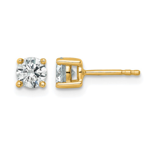 14K Yellow Gold 0.84ct Lab-Grown Diamond Round Four Prong Heavyweight Stud Earrings, 5 mm - EM1006-087-LG
