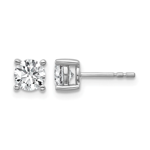 Rhodium-Plated 14K White Gold 1.08ct Lab-Grown Diamond Round 4 Prong Heavy Wt. Stud Earrings, 2.75 mm