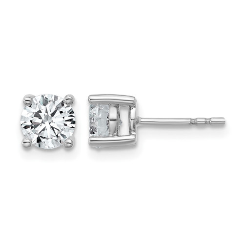 Rhodium-Plated 14K White Gold 1.74ct Lab-Grown Diamond Round Four Prong Heavyweight Stud Earrings, 6.4 mm - EM1006-175-WLG