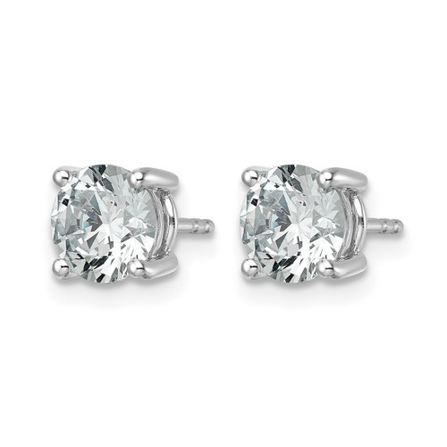 Rhodium-Plated 14K White Gold 2.5ct Lab-Grown Diamond Round Four Prong Heavyweight Stud Earrings, 7 mm - EM1006-250-WLD - View 2