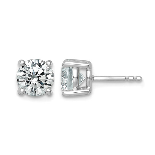 Rhodium-Plated 14K White Gold 2.5ct Lab-Grown Diamond Round Four Prong Heavyweight Stud Earrings, 7 mm - EM1006-250C-WLD