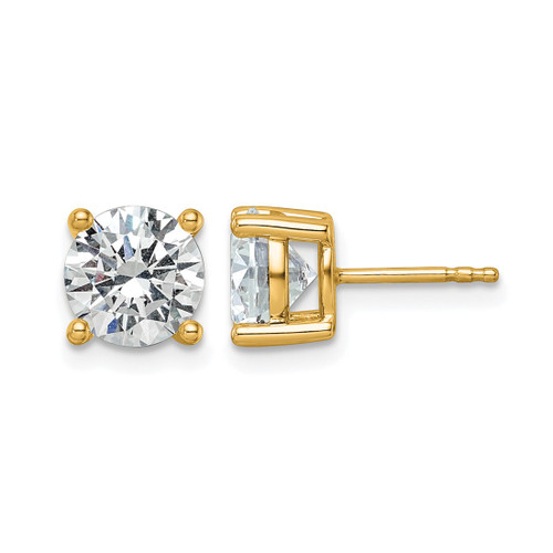 14K Yellow Gold 3ct Lab-Grown Diamond Round Four Prong Heavyweight Stud Earrings, 7.25 mm - EM1006-300C-LG