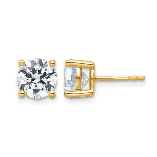 14K Yellow Gold 4ct Lab-Grown Diamond Round Four Prong Heavyweight Stud Earrings, 8.1 mm - EM1006-400-LD