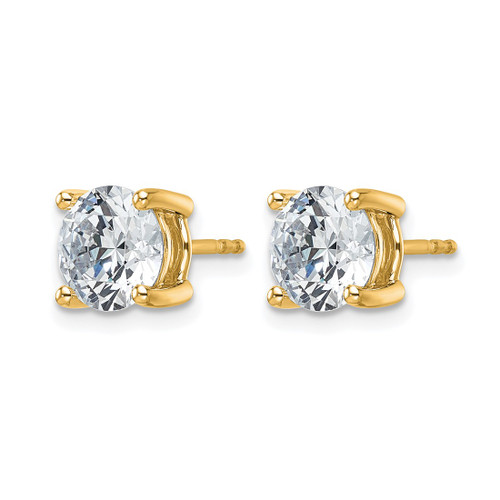 14K Yellow Gold 4ct Lab-Grown Diamond Round Four Prong Heavyweight Stud Earrings, 8.1 mm - EM1006-400-LD - View 2