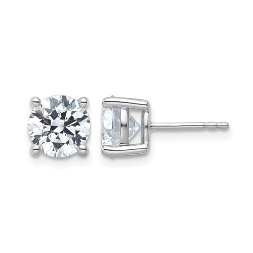 Rhodium-Plated 14K White Gold 4ct Lab-Grown Diamond Round Four Prong Heavyweight Stud Earrings, 8.1 mm - EM1006-400C-WLD