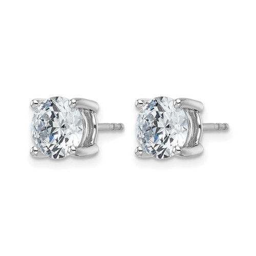 Rhodium-Plated 14K White Gold 4ct Lab-Grown Diamond Round Four Prong Heavyweight Stud Earrings, 8.1 mm - EM1006-400C-WLG - View 2