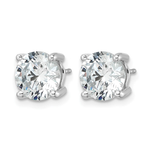 Rhodium-Plated 14K White Gold 5ct Lab-Grown Diamond Round Four Prong Heavyweight Stud Earrings, 8.75 mm - EM1006-500-WLG - View 2