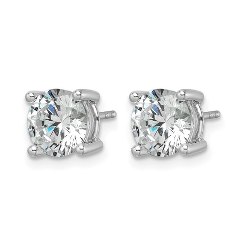 Rhodium-Plated 14K White Gold 3ct Lab-Grown Diamond Round Four Prong Screwback Heavyweight Stud Earrings, 7.25 mm - EM1006S-300C-WLG - View 2