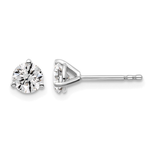 Rhodium-Plated 14K White Gold 0.8ct Lab-Grown Diamond Round 3 Prong Heavy Wt. Stud Earrings, 5.75 mm