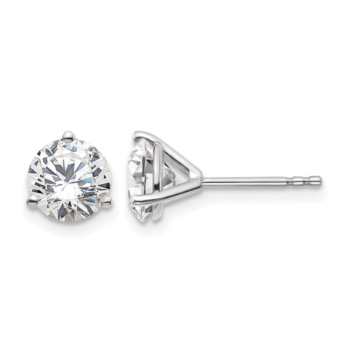 Rhodium-Plated 14K White Gold 2.5ct Lab-Grown Diamond Round Three Prong Stud Earrings, 7 mm - EM1007-250-WLG