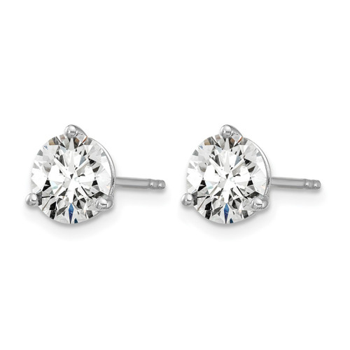 Rhodium-Plated 14K White Gold 2.5ct Lab-Grown Diamond Round Three Prong Stud Earrings, 7 mm - EM1007-250-WLG - View 2
