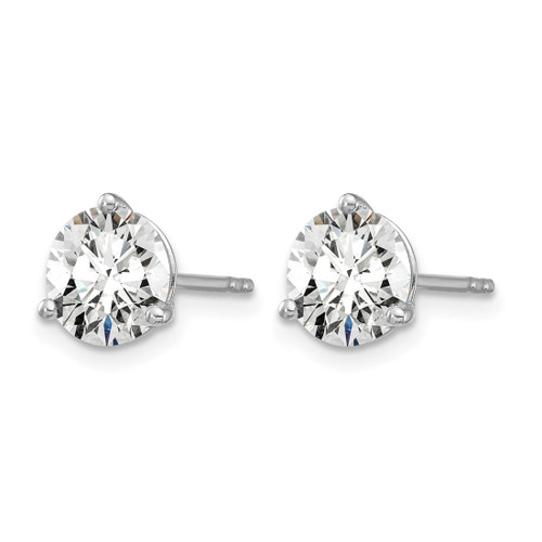Rhodium-Plated 14K White Gold 3ct Lab-Grown Diamond Round Three Prong Stud Earrings, 7.25 mm - EM1007-300C-WLD - View 2