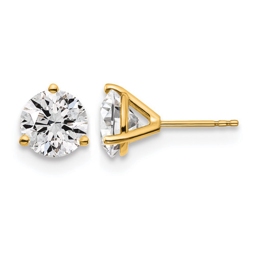 14K Yellow Gold 4ct Lab-Grown Diamond Round Three Prong Stud Earrings, 8.1 mm - EM1007-400C-LG