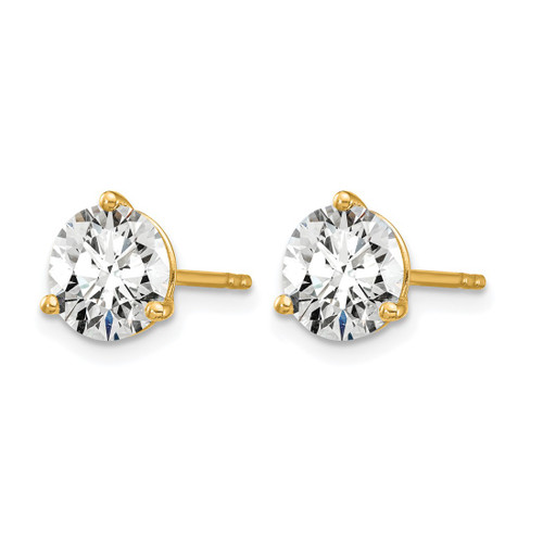 14K Yellow Gold 4ct Lab-Grown Diamond Round Three Prong Stud Earrings, 8.1 mm - EM1007-400C-LG - View 2