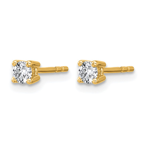 True Origin 14K Yellow Gold 0.26ct Lab-Grown Diamond Round Four Prong Heavy Weight Stud Earrings, 3 mm - View 2