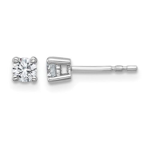 Rhodium-Plated True Origin 14K White Gold 0.32ct Lab-Grown Diamond Round Four Prong Heavy Weight Stud Earrings, 4 mm