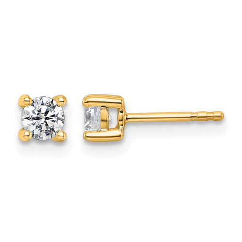 True Origin 14K Yellow Gold 0.54ct Lab-Grown Diamond Round Four Prong Heavy Weight Stud Earrings, 4 mm