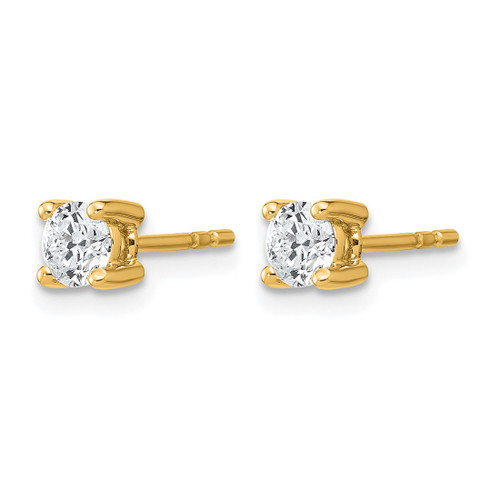 True Origin 14K Yellow Gold 0.54ct Lab-Grown Diamond Round Four Prong Heavy Weight Stud Earrings, 4 mm - View 2
