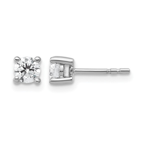 Rhodium-Plated True Origin 14K White Gold 0.54ct Lab-Grown Diamond Round Four Prong Heavy Weight Stud Earrings, 4 mm