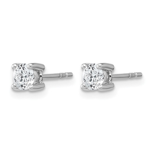 Rhodium-Plated True Origin 14K White Gold 0.54ct Lab-Grown Diamond Round Four Prong Heavy Weight Stud Earrings, 4 mm - View 2
