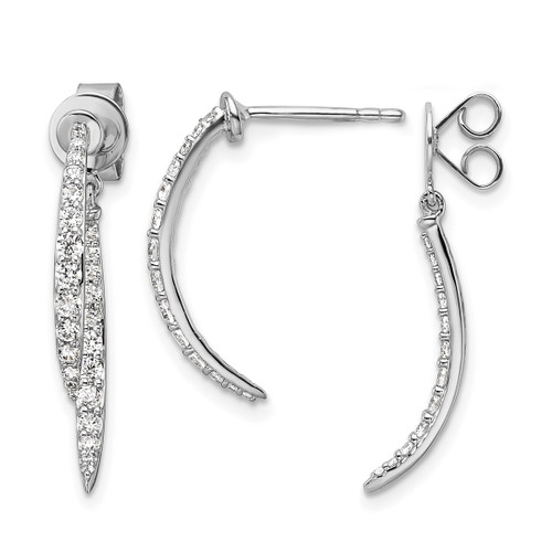 Rhodium-Plated 14K White Gold 0.637ct Lab-Grown Diamond Front and Back Dangle Earrings, 26.3 mm