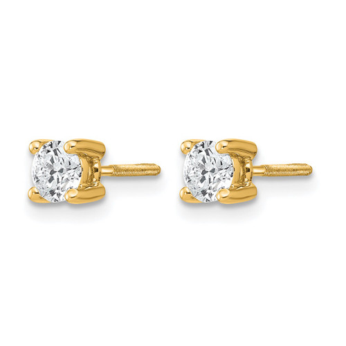 True Origin 14K Yellow Gold 0.54ct Lab-Grown Diamond Round Four Prong Heavy Weight Screw Back Stud Earrings, 4 mm - View 2