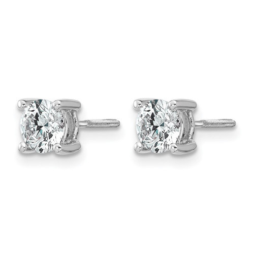 Rhodium-Plated True Origin 14K White Gold 1.02ct Lab-Grown Diamond Round Four Prong Heavy Weight Screw Back Stud Earrings, 6 mm - View 2